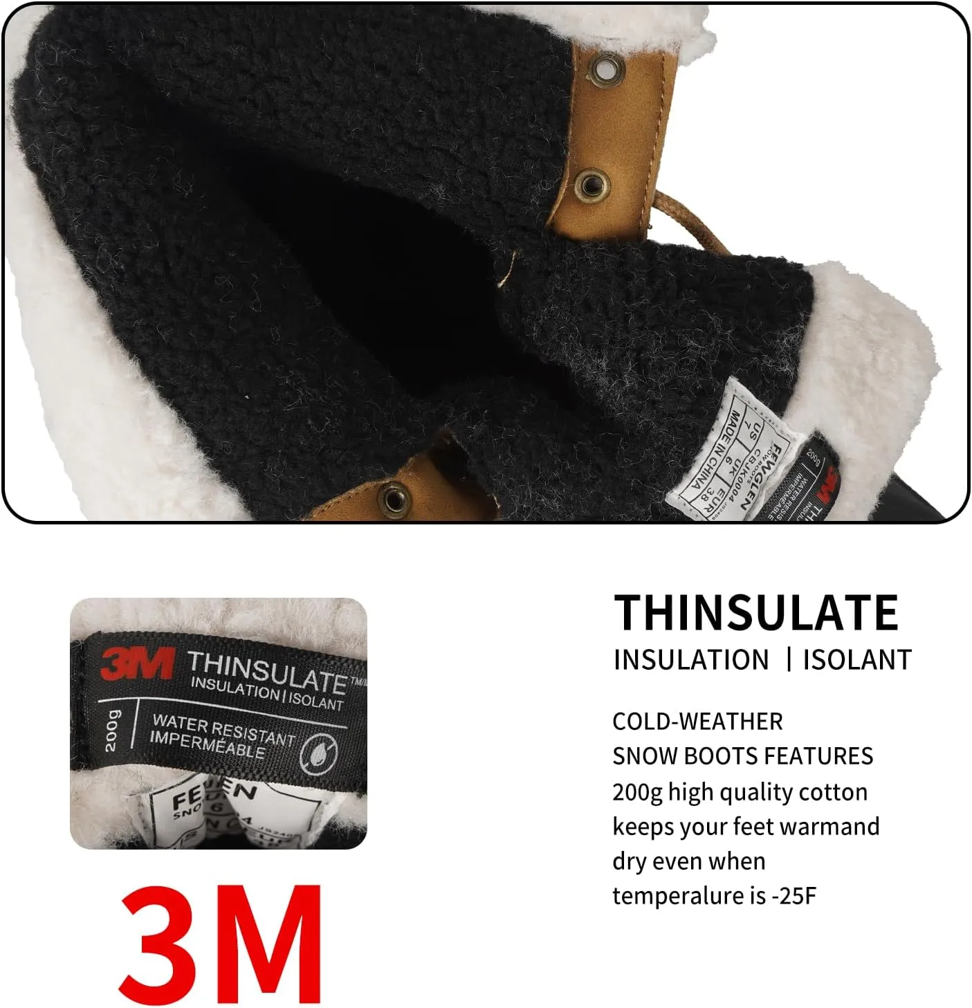 Women's Waterproof Winter Snow Boots Lightweight Insulated Duck Boots Warm Cold Weather Boots Fur Lined Mid-Calf Boots