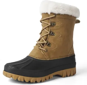 Women's Waterproof Winter Snow Boots Lightweight Insulated Duck Boots Warm Cold Weather Boots Fur Lined Mid-Calf Boots