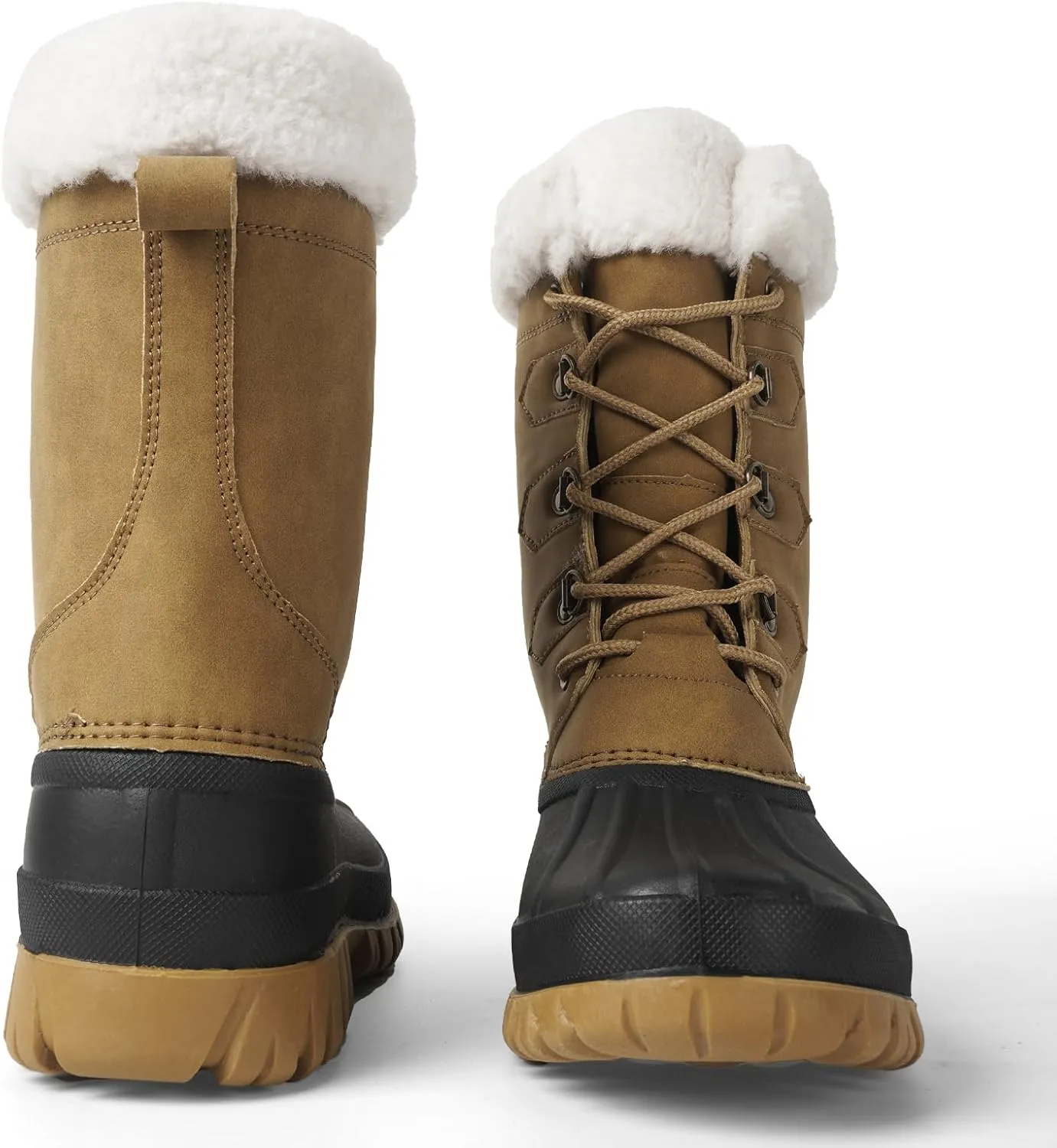 Women's Waterproof Winter Snow Boots Lightweight Insulated Duck Boots Warm Cold Weather Boots Fur Lined Mid-Calf Boots