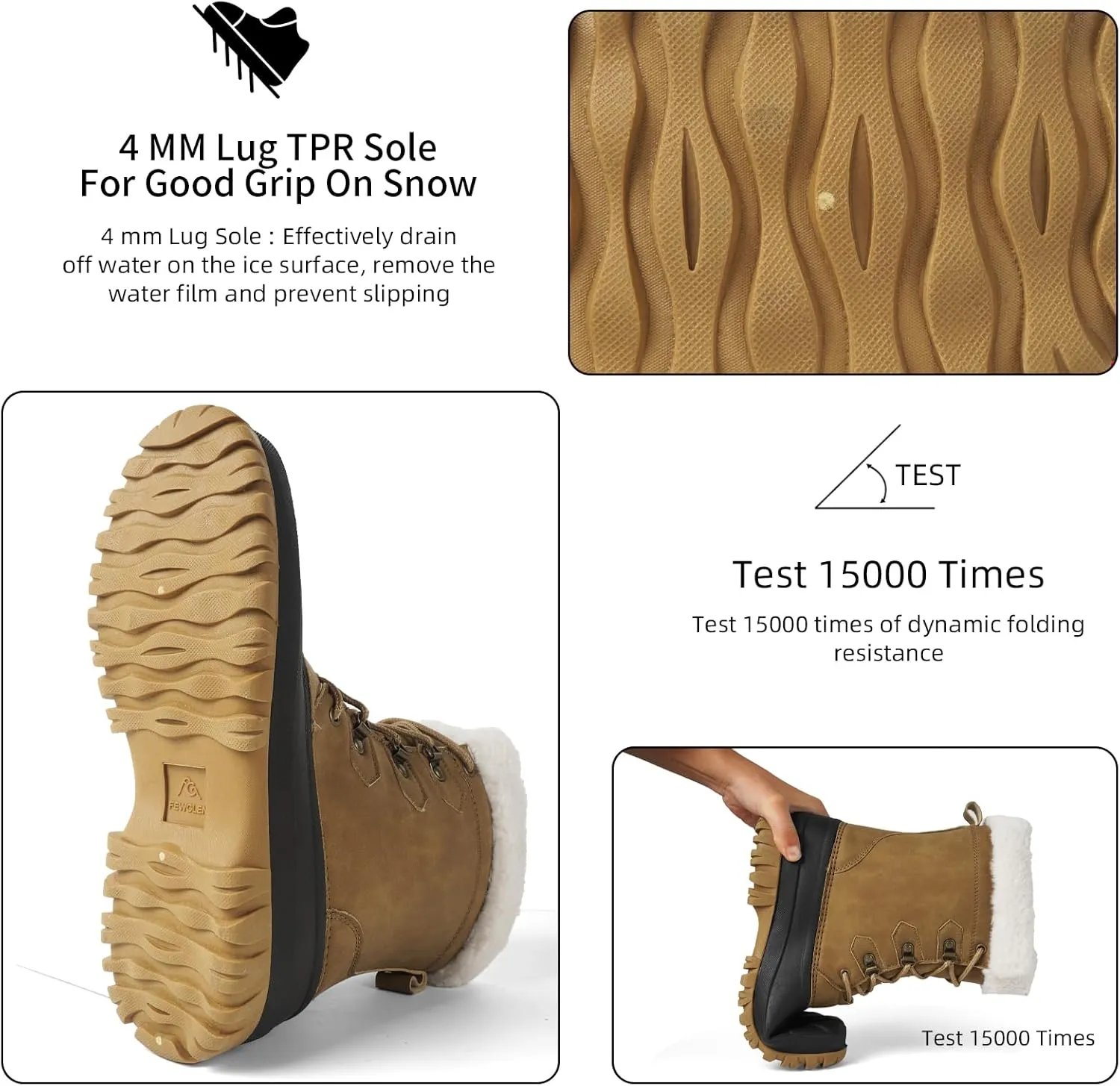 Women's Waterproof Winter Snow Boots Lightweight Insulated Duck Boots Warm Cold Weather Boots Fur Lined Mid-Calf Boots