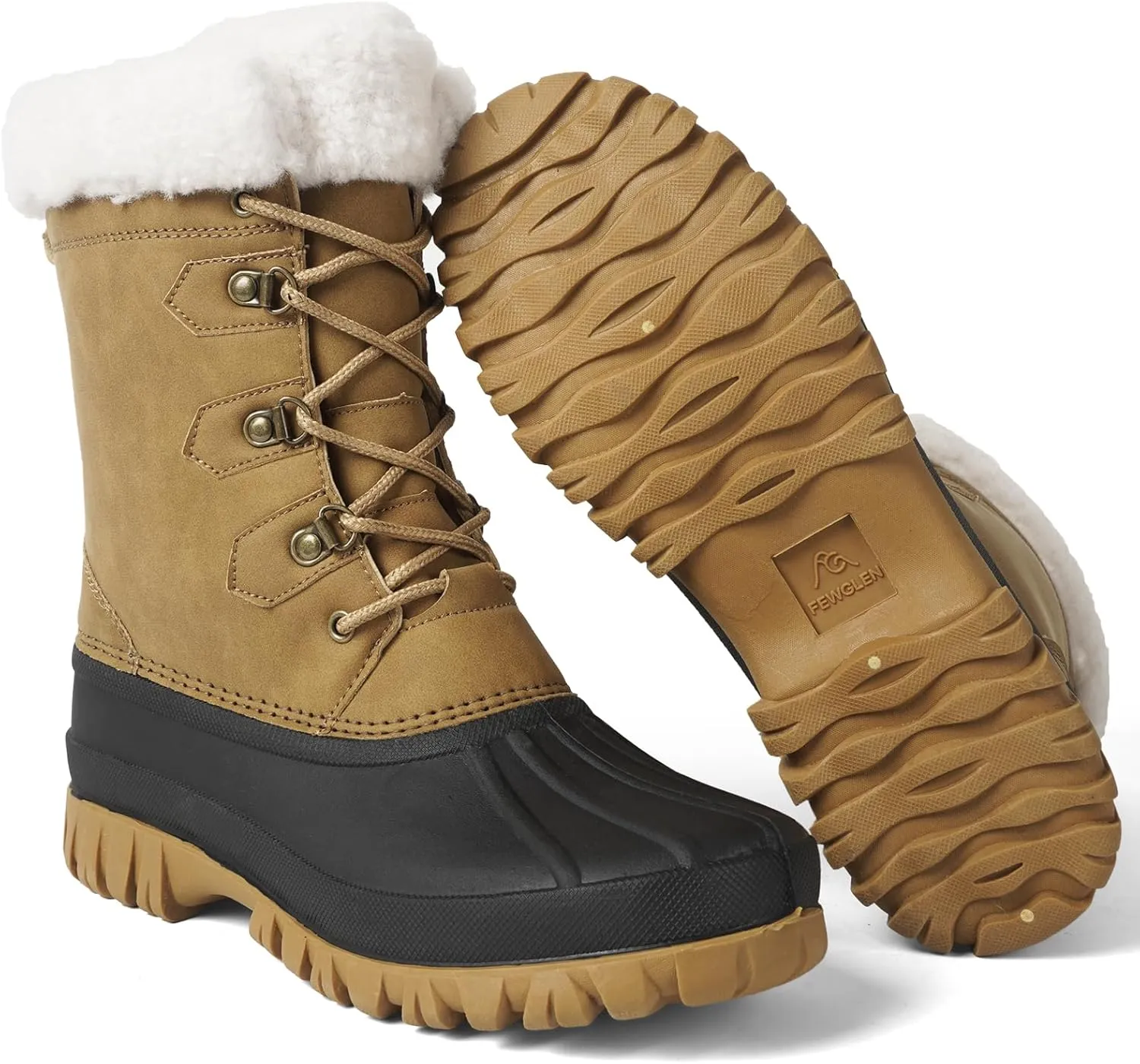 Women's Waterproof Winter Snow Boots Lightweight Insulated Duck Boots Warm Cold Weather Boots Fur Lined Mid-Calf Boots