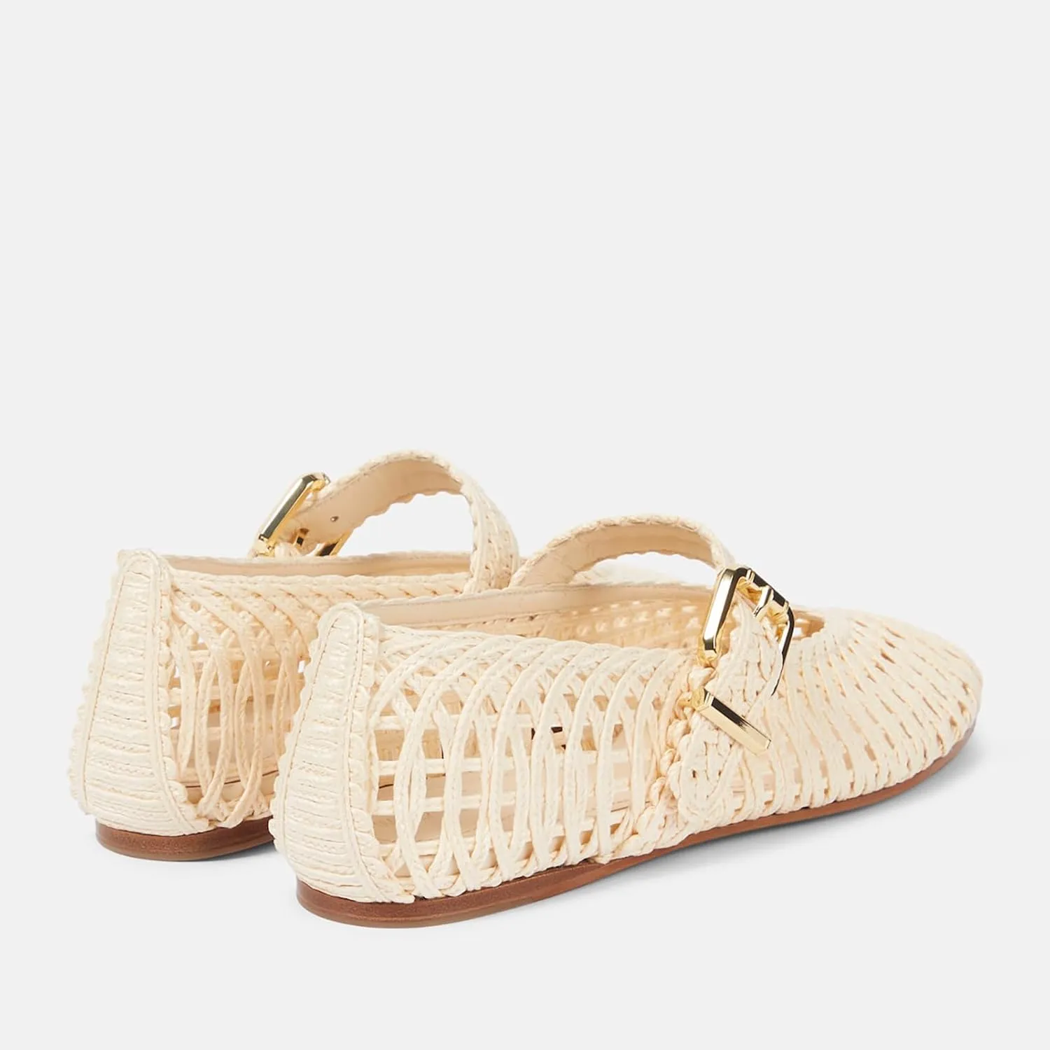Women's Woven Ballet Flats - Closed Round Toe Mary Jane Shoes with Strap Buckle, Breathable Ballerinas for Casual Office, Work, or Daily Wear