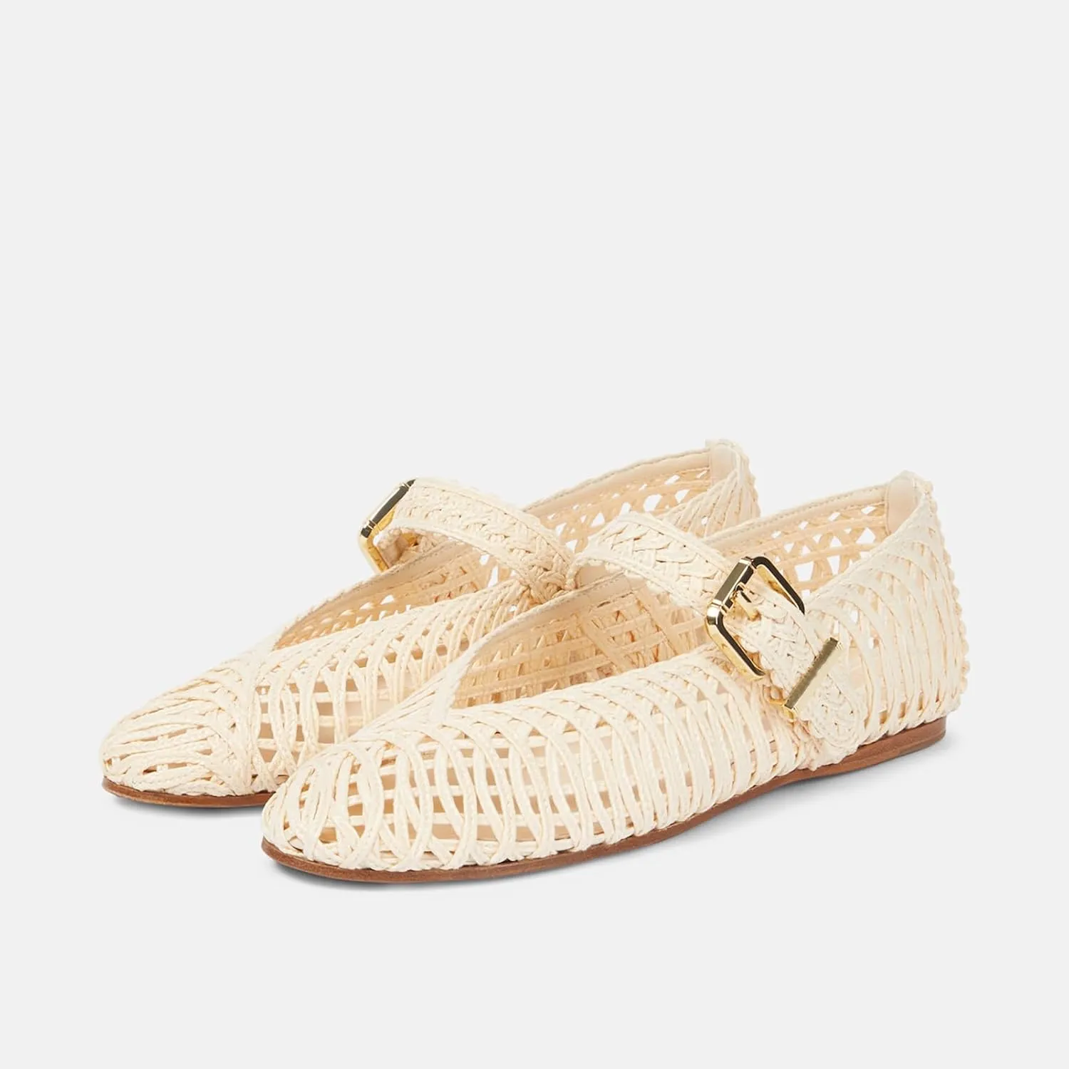 Women's Woven Ballet Flats - Closed Round Toe Mary Jane Shoes with Strap Buckle, Breathable Ballerinas for Casual Office, Work, or Daily Wear