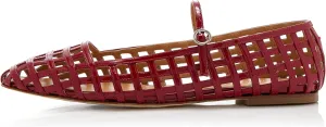 Woven Ballet Flats for Women with Square Toe Breathable Mary Jane Flat Shoes Stylish Buckle Strap