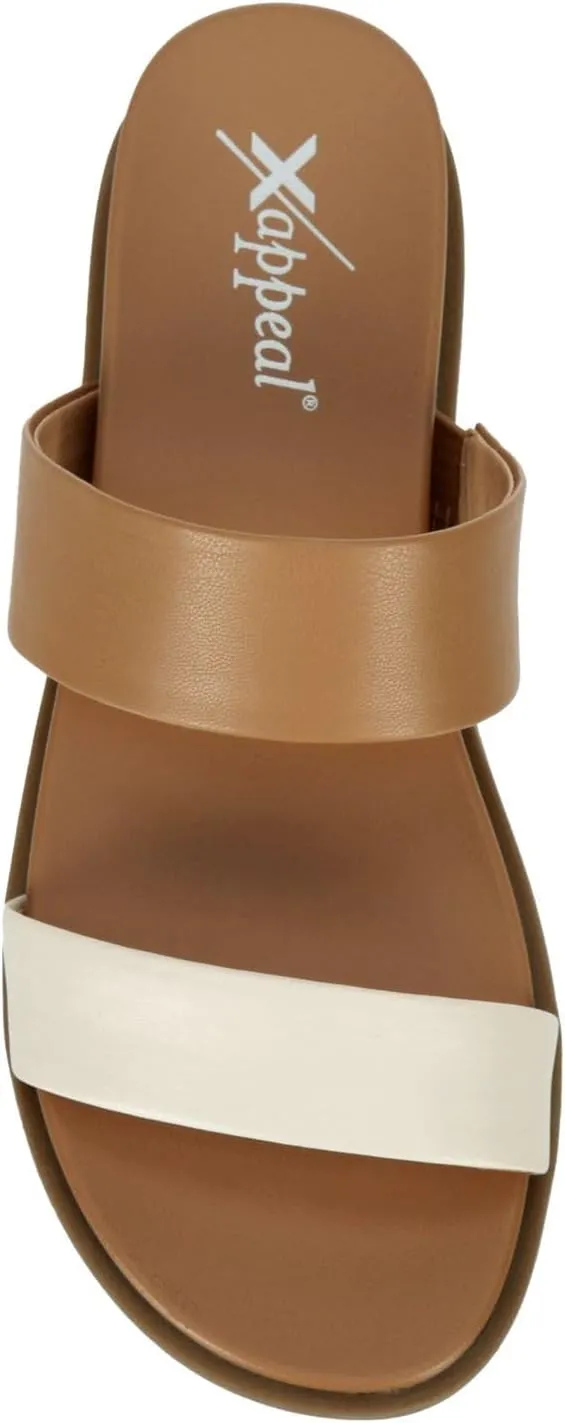XAPPEAL Edith - Women's Casual Two Strap Slip-On Slide Sandals