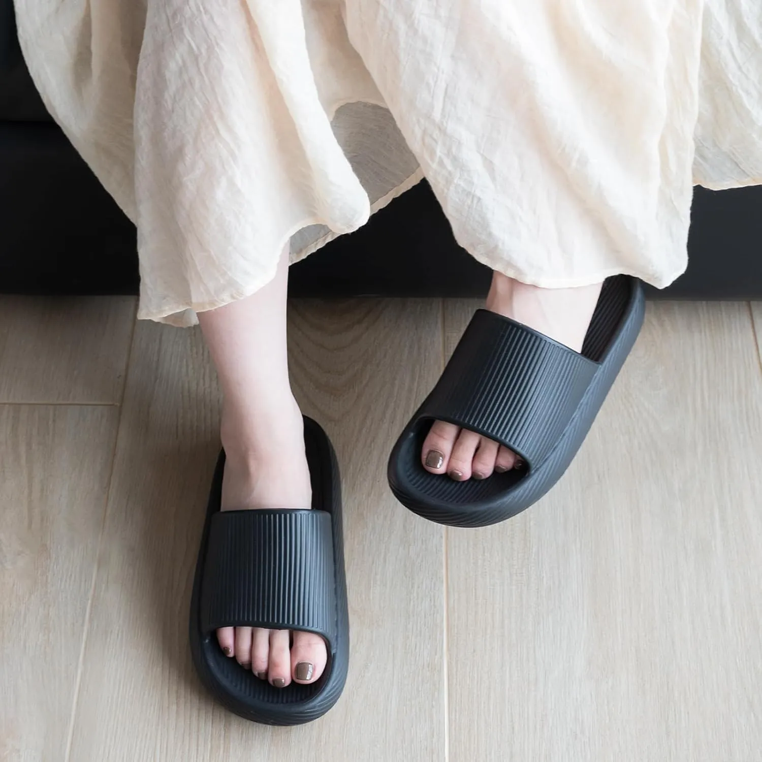 XIXITIAO Pillow Slippers for Women and Men, Soft Summer Cloud Sandals, Non Slip Quick Drying Shower Slides, Cushioned Thick Sole, Comfort Indoor and Outdoor Shoes