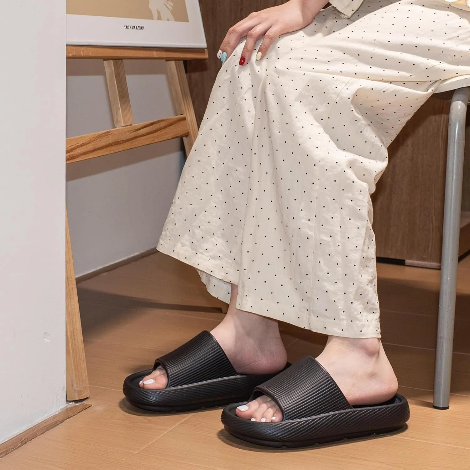 XIXITIAO Pillow Slippers for Women and Men, Soft Summer Cloud Sandals, Non Slip Quick Drying Shower Slides, Cushioned Thick Sole, Comfort Indoor and Outdoor Shoes