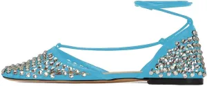 XYD Women Closed Square Toe Studded Flats Sandals Mesh D'Orsay Ankle Strap Slip On Prom Dance Ballroom Dress Shoes