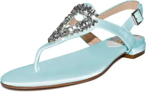 XYD Women Crystal Wedding Sandals with Rhinestone Flip-flop Beach Dressy Diamond Bridal Comfortable Walking Flats Satin Shoes