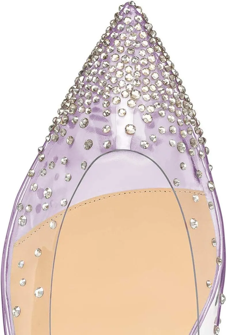 XYD Women Rhinestones Studded Ballet Flats Mesh Rivets Hidden Heels Slip On Pointed Toe Evening Dressy Shoes