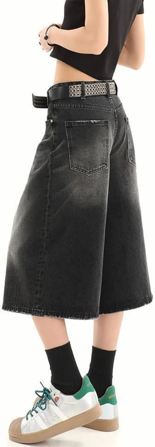 Y2k Baggy Jean Shorts Jorts Y2k Hip Hop Shorts Skater Jeans Grunge Jorts Aesthetic Pants