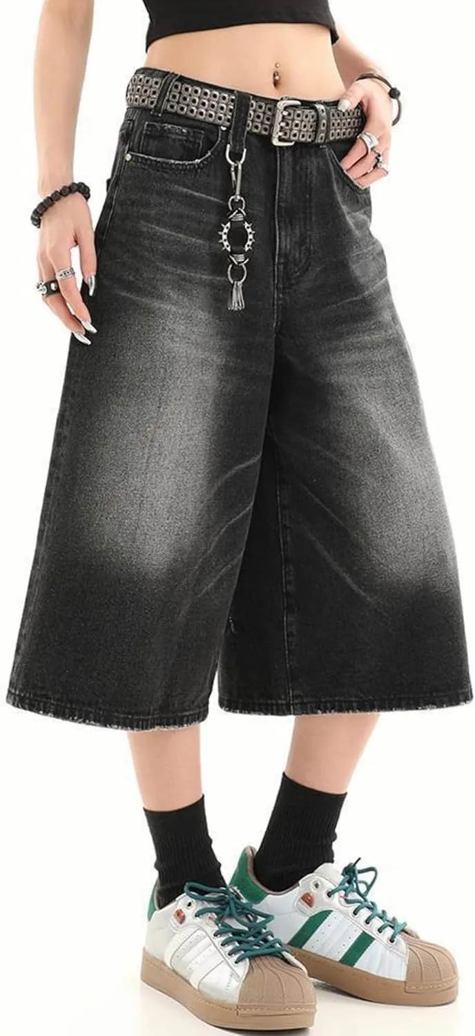 Y2k Baggy Jean Shorts Jorts Y2k Hip Hop Shorts Skater Jeans Grunge Jorts Aesthetic Pants