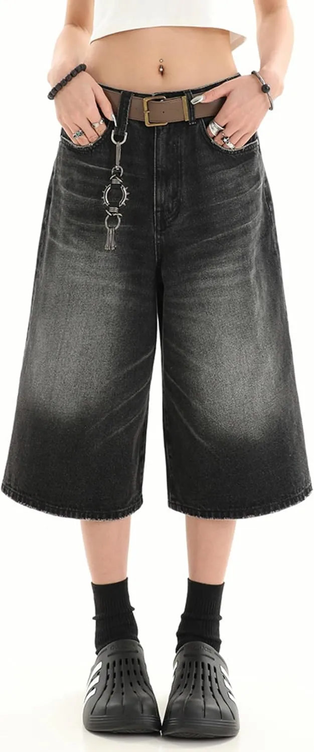 Y2k Baggy Jean Shorts Jorts Y2k Hip Hop Shorts Skater Jeans Grunge Jorts Aesthetic Pants