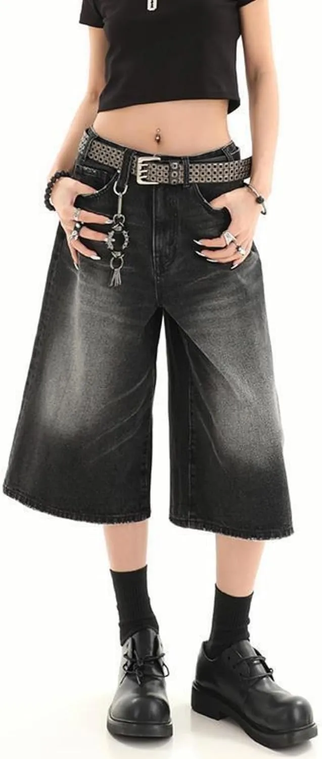 Y2k Baggy Jean Shorts Jorts Y2k Hip Hop Shorts Skater Jeans Grunge Jorts Aesthetic Pants