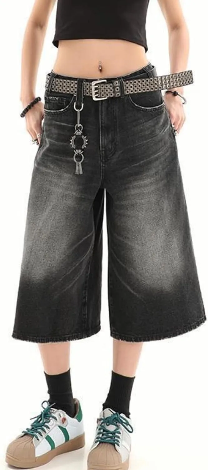 Y2k Baggy Jean Shorts Jorts Y2k Hip Hop Shorts Skater Jeans Grunge Jorts Aesthetic Pants