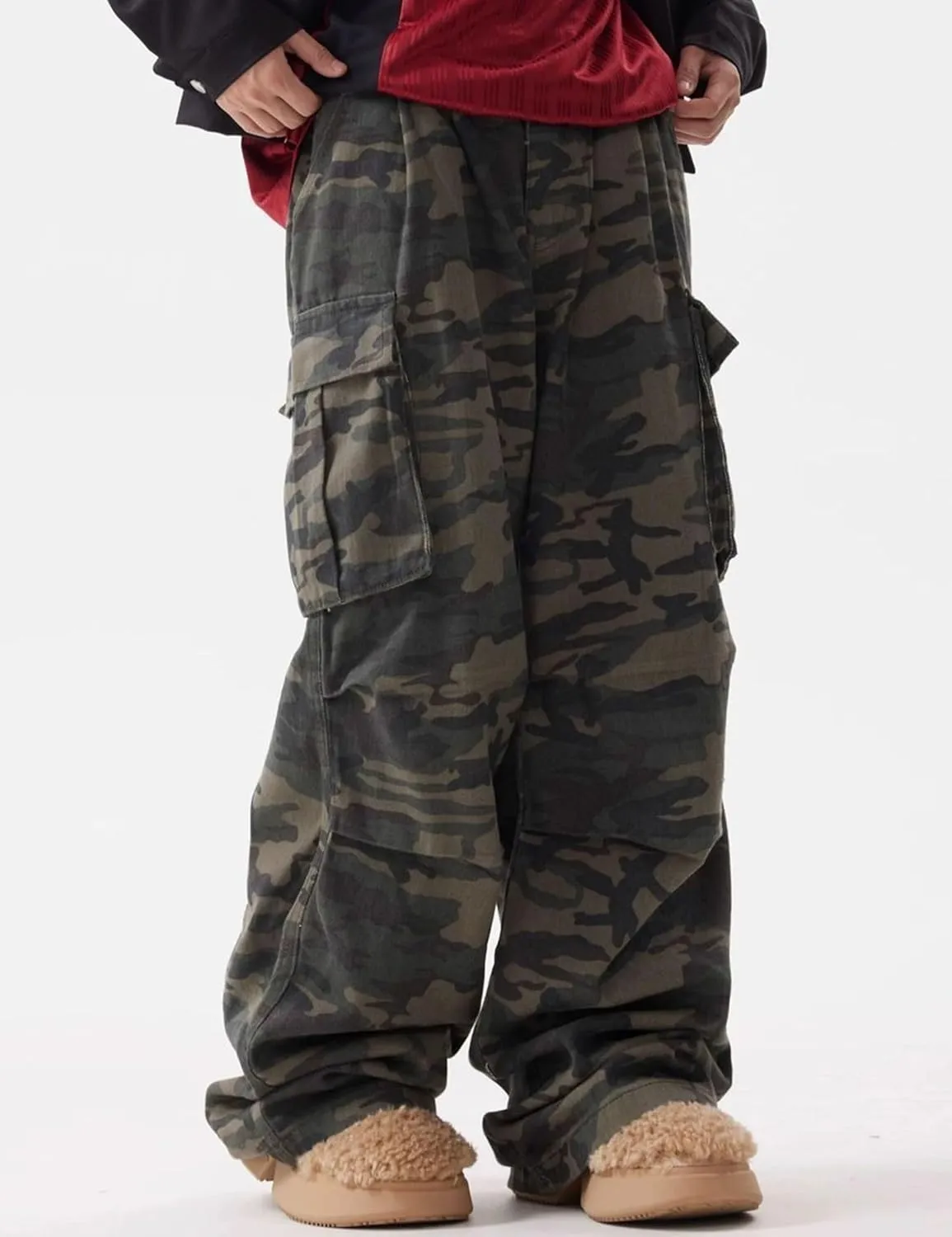 Y2k Camo Cargo Pants for Men Hip Hop Pants Baggy Joggers Pants Streetwear Grunge Camouflage Pants