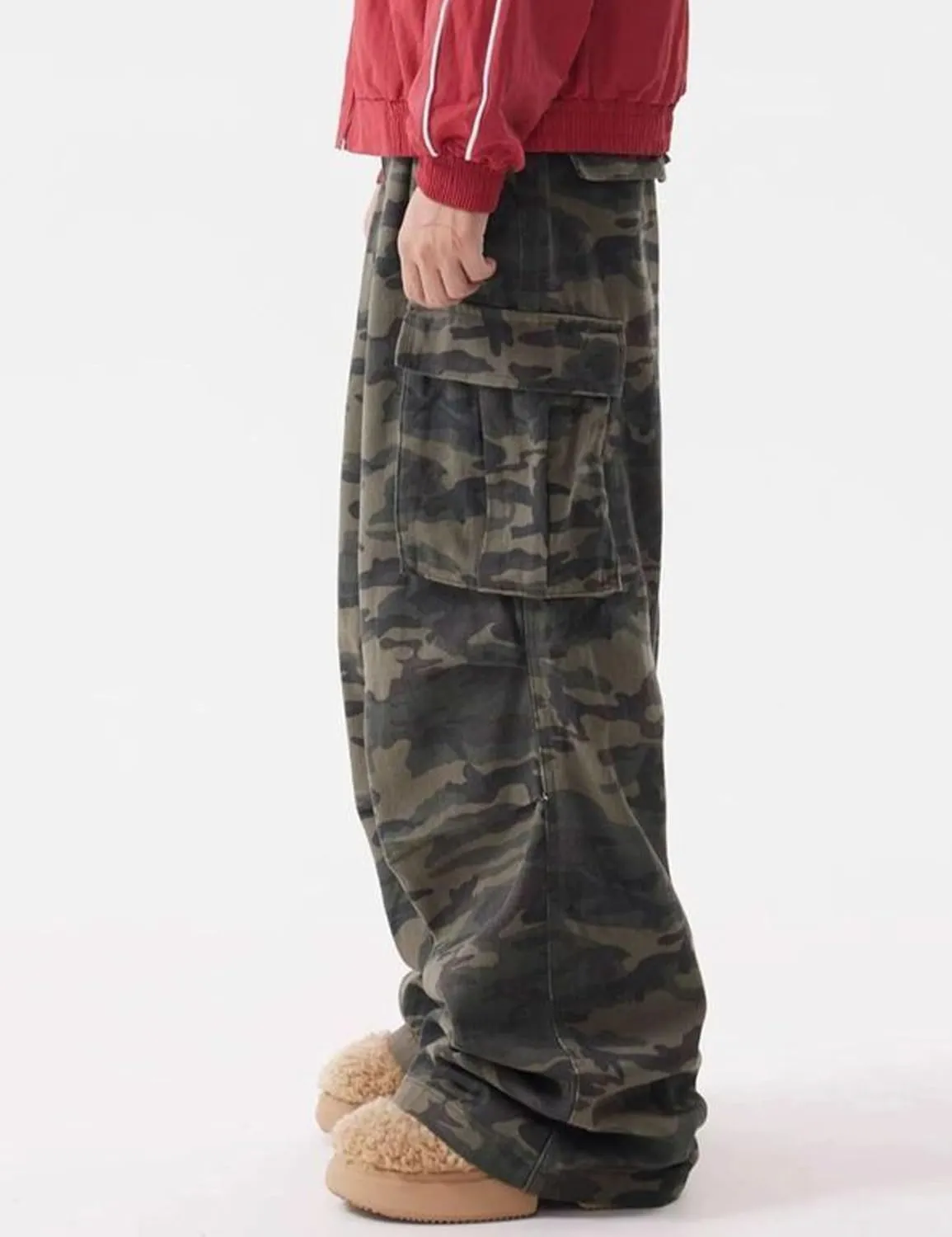 Y2k Camo Cargo Pants for Men Hip Hop Pants Baggy Joggers Pants Streetwear Grunge Camouflage Pants