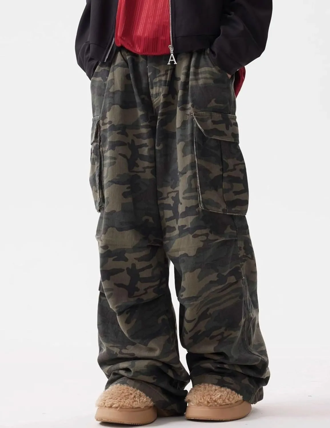 Y2k Camo Cargo Pants for Men Hip Hop Pants Baggy Joggers Pants Streetwear Grunge Camouflage Pants