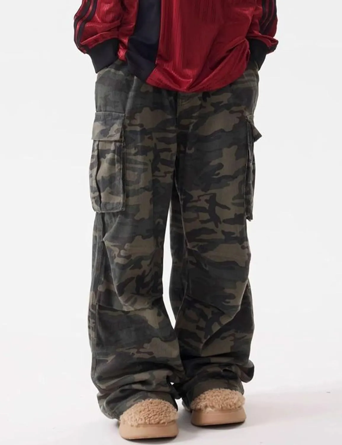 Y2k Camo Cargo Pants for Men Hip Hop Pants Baggy Joggers Pants Streetwear Grunge Camouflage Pants