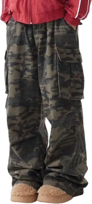 Y2k Camo Cargo Pants for Men Hip Hop Pants Baggy Joggers Pants Streetwear Grunge Camouflage Pants