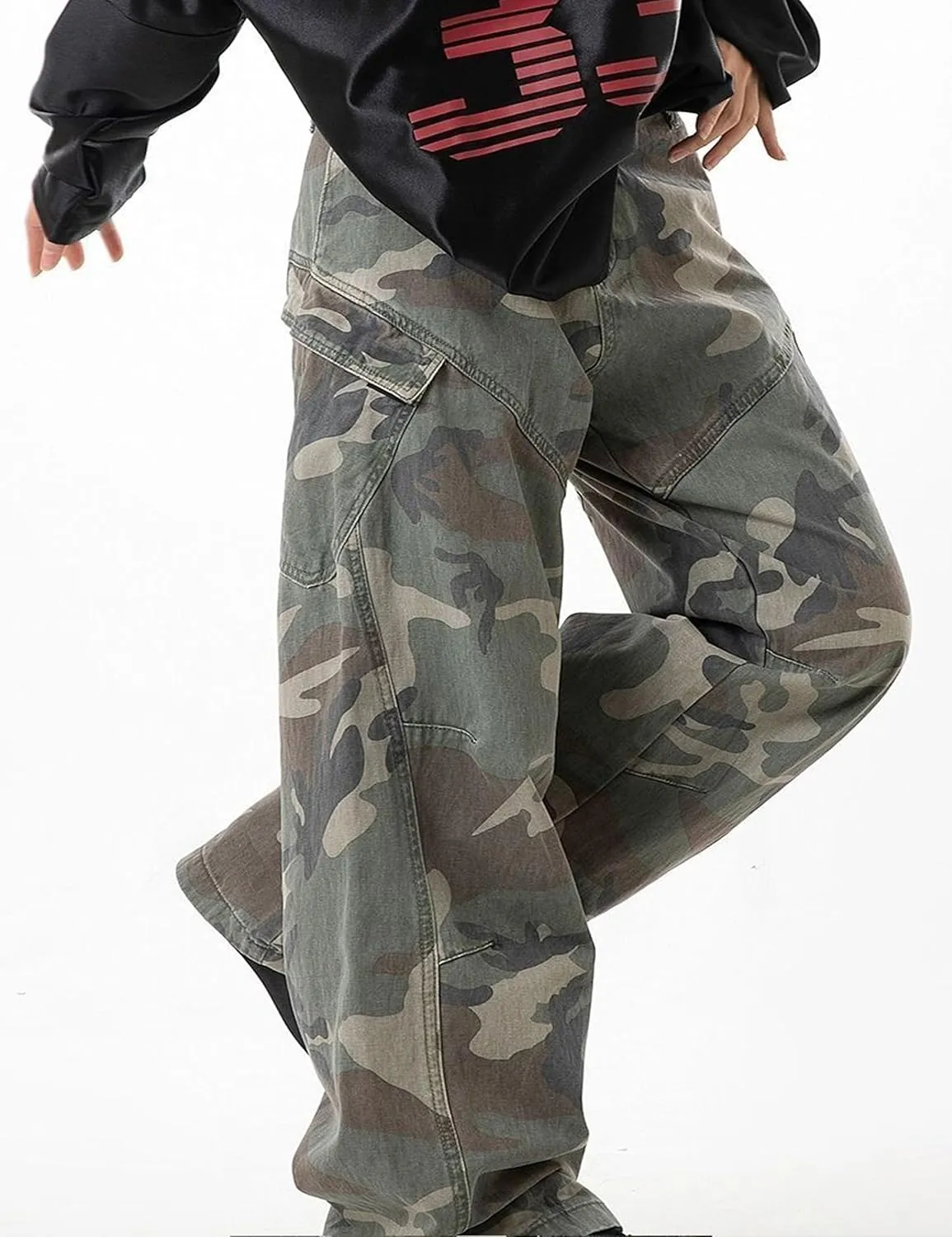 Y2k Camo Pants for Men Baggy Jeans Hip Hop Pants Baggy Joggers Streetwear Grunge Cargo Pants