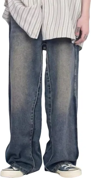 Y2K Hip Hop Street Jeans Gothic Baggy Jeans Vintage High Waist Denim Jeans Wide Leg Skater Pants