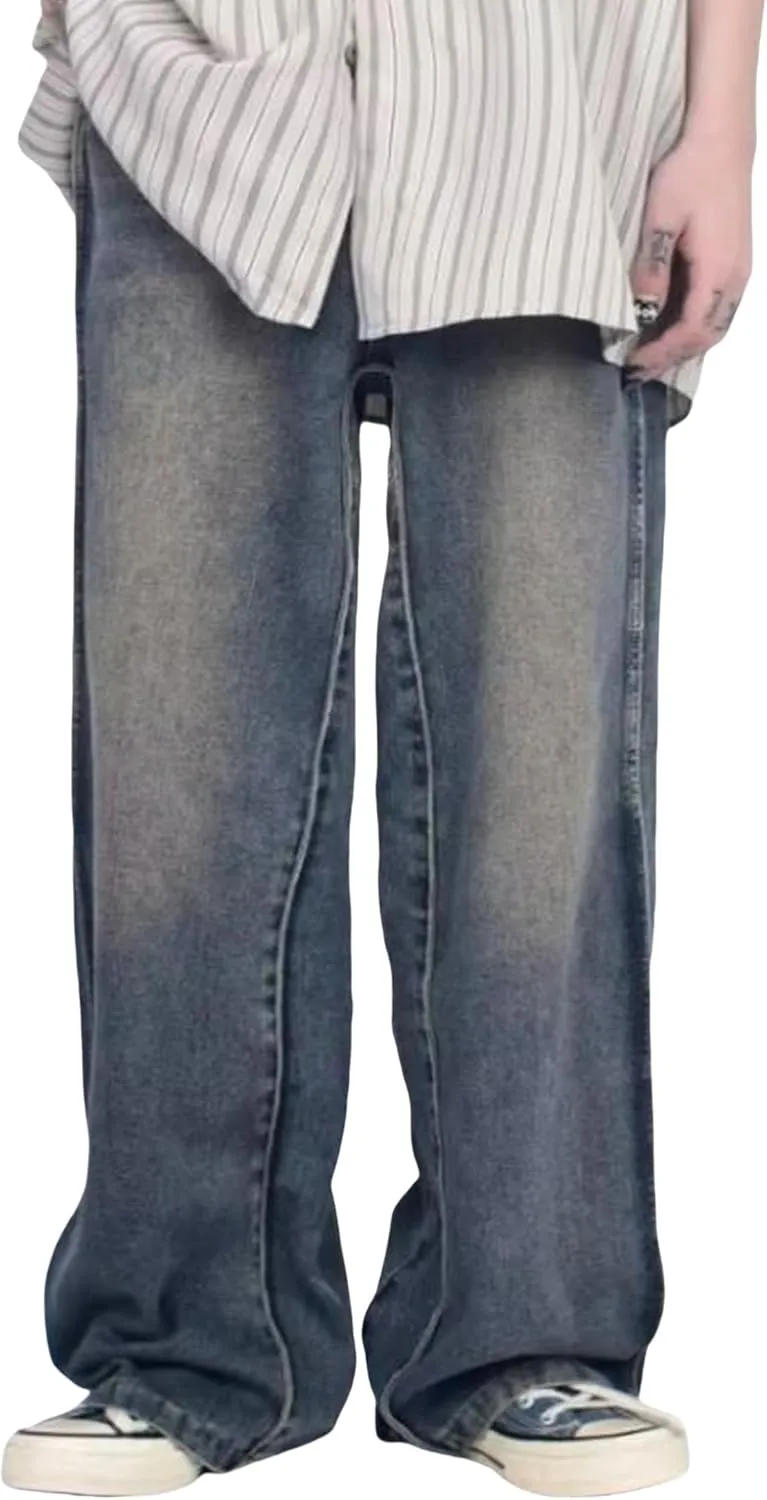 Y2K Hip Hop Street Jeans Gothic Baggy Jeans Vintage High Waist Denim Jeans Wide Leg Skater Pants