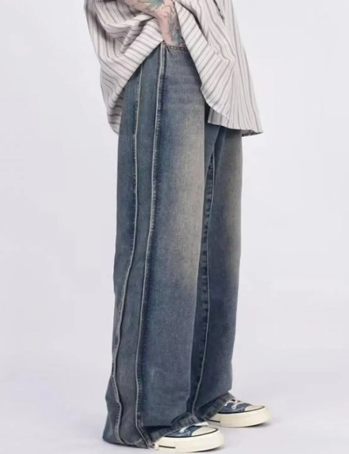 Y2K Hip Hop Street Jeans Gothic Baggy Jeans Vintage High Waist Denim Jeans Wide Leg Skater Pants