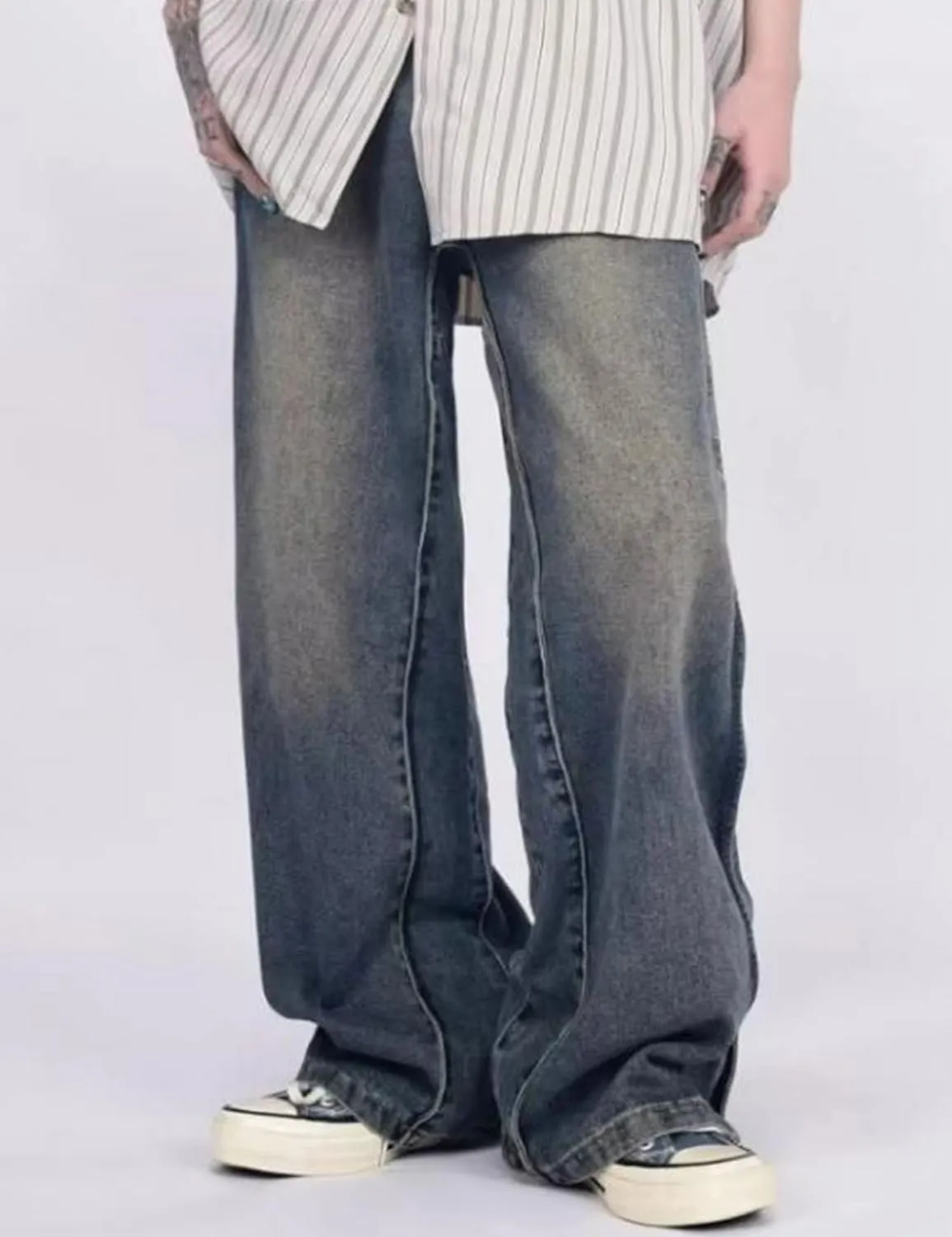 Y2K Hip Hop Street Jeans Gothic Baggy Jeans Vintage High Waist Denim Jeans Wide Leg Skater Pants