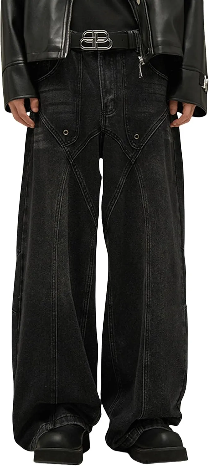 Y2k Men Jeans High Waisted Hip Hop Streetwear Jeans Aesthetic Harajuku Denim Pants Loose Baggy Skater Jeans