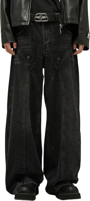 Y2k Men Jeans High Waisted Hip Hop Streetwear Jeans Aesthetic Harajuku Denim Pants Loose Baggy Skater Jeans
