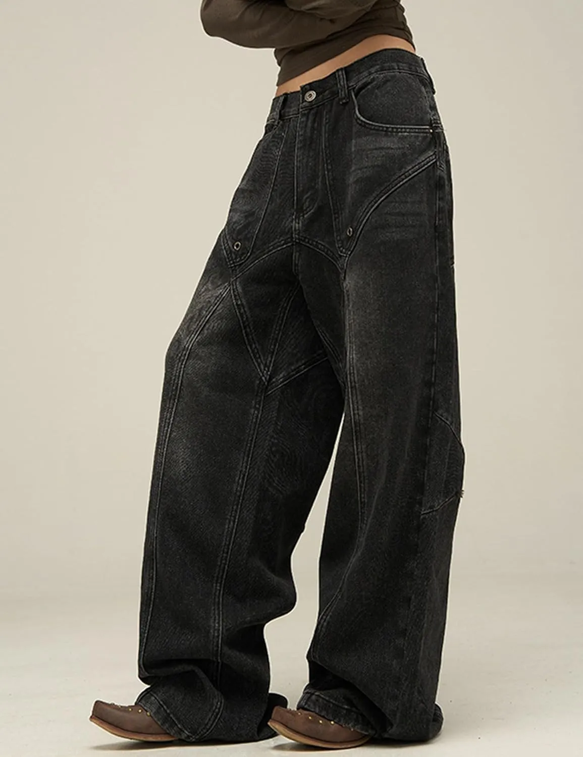 Y2k Men Jeans High Waisted Hip Hop Streetwear Jeans Aesthetic Harajuku Denim Pants Loose Baggy Skater Jeans