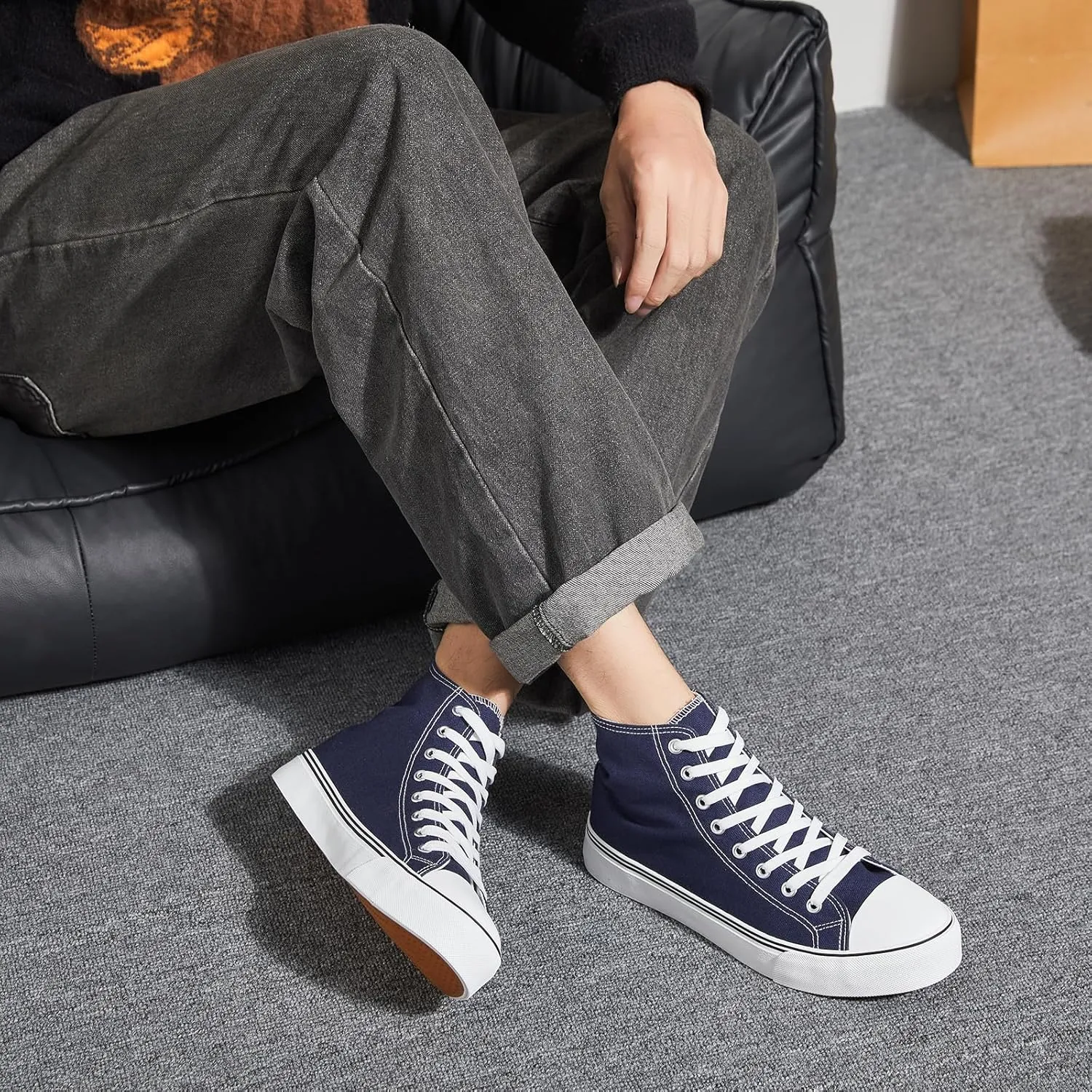 yageyan Men’s High Top Canvas Sneakers Fashion Lace up Walking Shoes Casual Classic