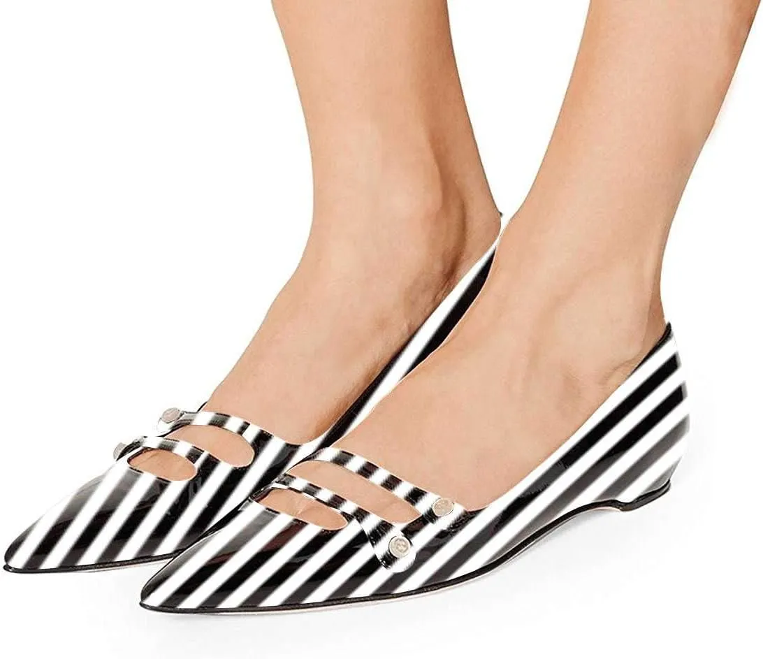 YDN Women Flats Hidden Low Heels Pumps Pointed Toe Slip on Comfort Straps Shoes