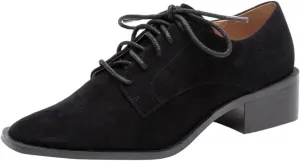 YDN Women's Fashion Closed Toe Lace Up Oxfords Flats Stacked Low Heels Pumps Formal Event Working Shoes Size 4-16 US