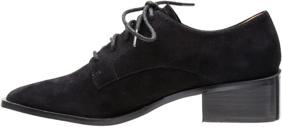 YDN Women's Fashion Closed Toe Lace Up Oxfords Flats Stacked Low Heels Pumps Formal Event Working Shoes Size 4-16 US