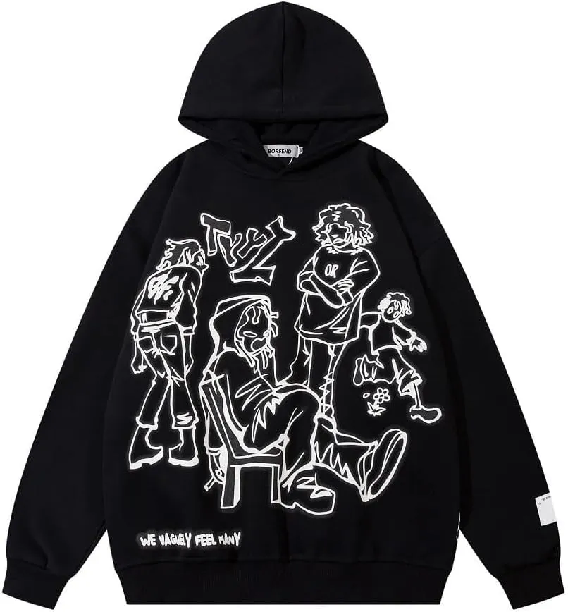 YEOU Men's Fashion Pullover Hoodie Sweatshirt Fleece Y2K Harajuku Hip Hop Streetwear Casual Sweatshirt Hooded