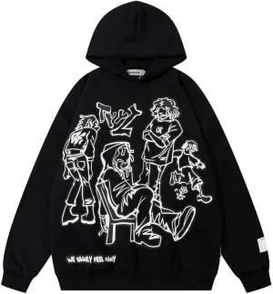 YEOU Men's Fashion Pullover Hoodie Sweatshirt Fleece Y2K Harajuku Hip Hop Streetwear Casual Sweatshirt Hooded