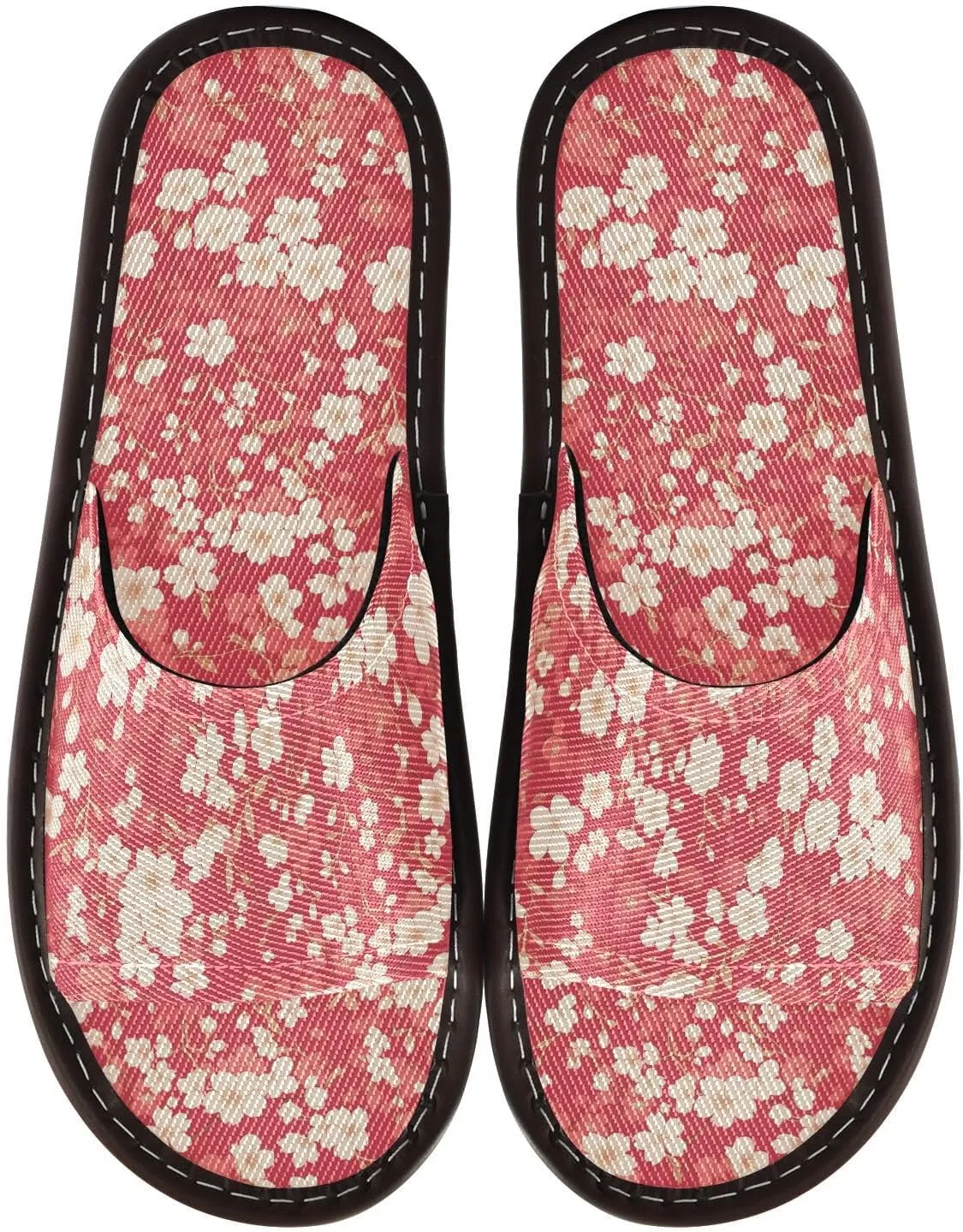 Yuiboo Cherry Blossom Red Mens Fashion Slippers Breathable Non Slip Sandals for Home Hotel Travel
