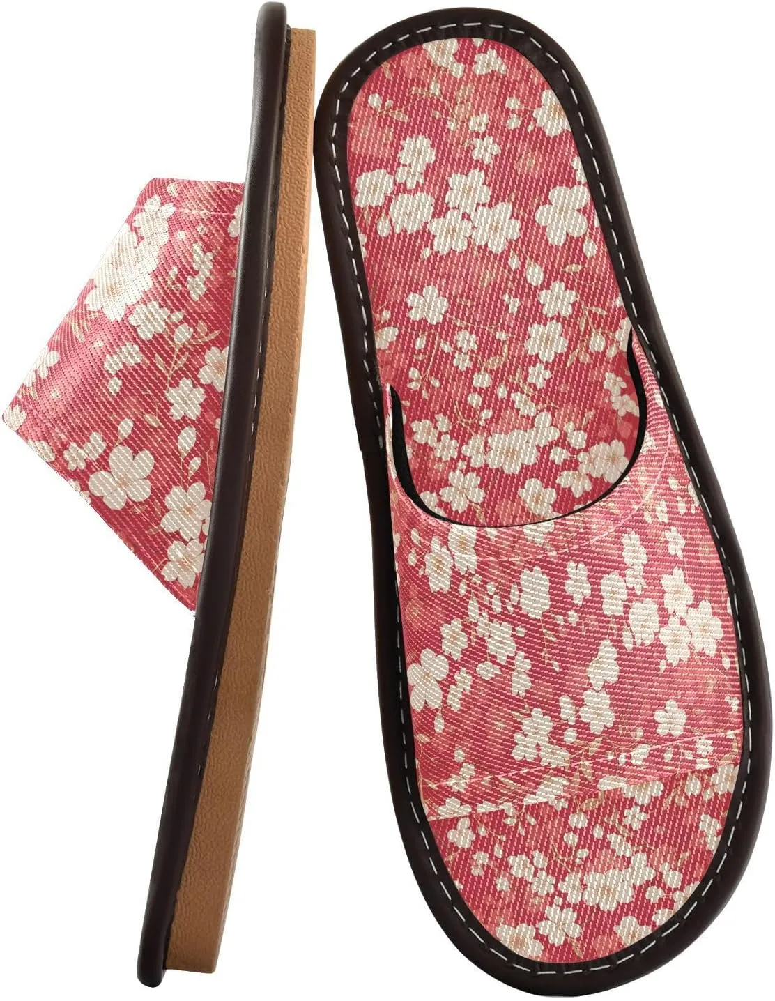 Yuiboo Cherry Blossom Red Mens Fashion Slippers Breathable Non Slip Sandals for Home Hotel Travel