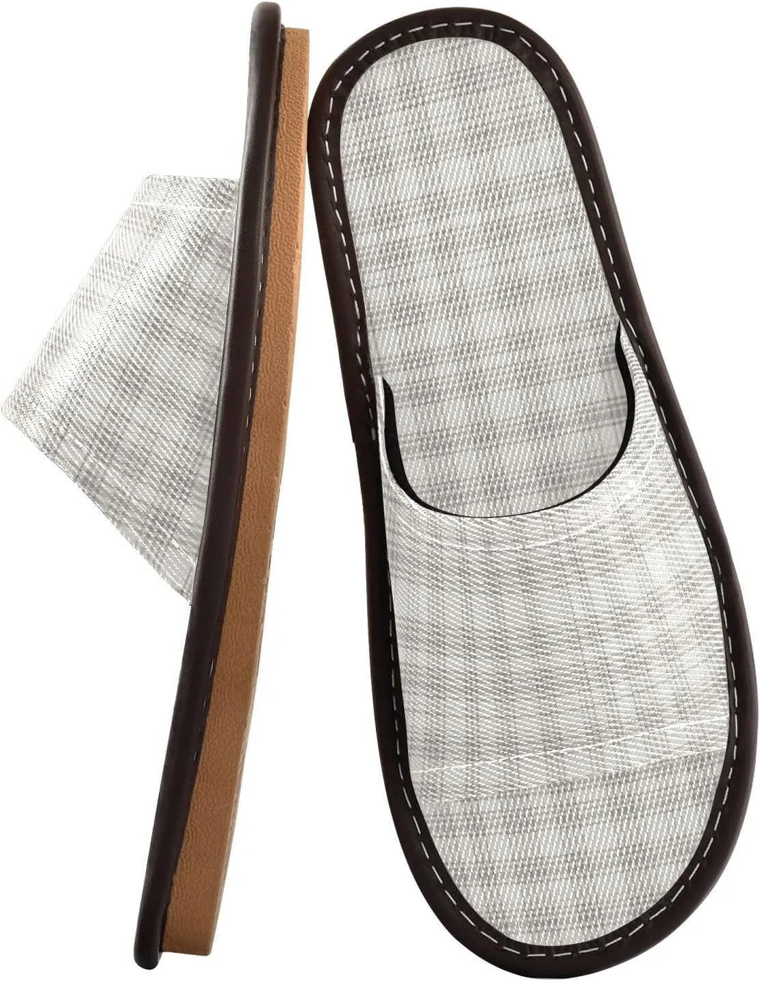 Yuiboo Light Slate Gray Plaid Mens Bathroom Slippers Summer Beach Sandals for Home Home Travel