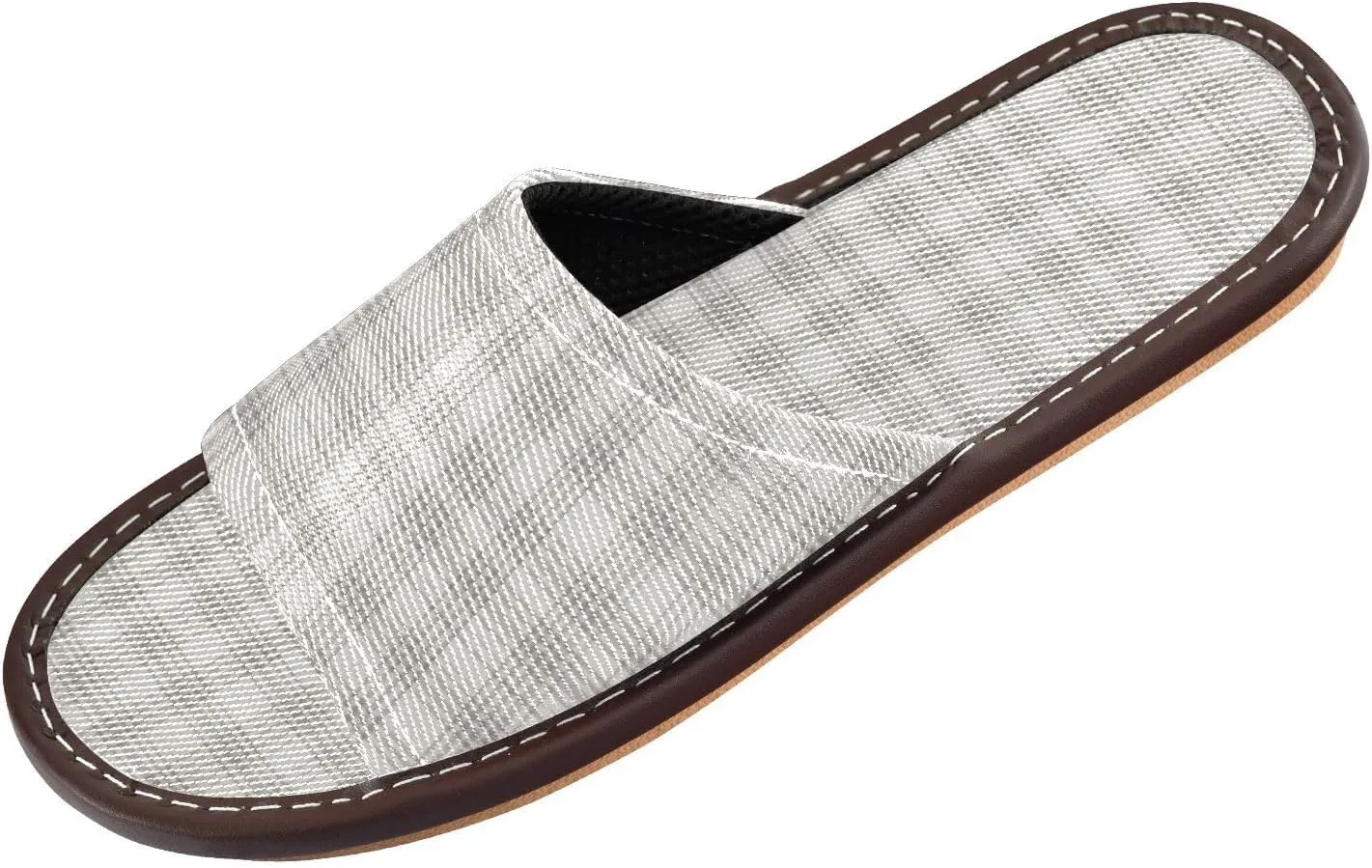 Yuiboo Light Slate Gray Plaid Mens Bathroom Slippers Summer Beach Sandals for Home Home Travel