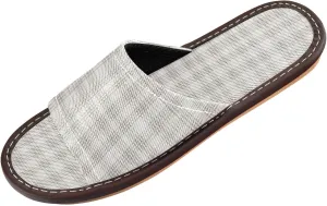 Yuiboo Light Slate Gray Plaid Mens Bathroom Slippers Summer Beach Sandals for Home Home Travel