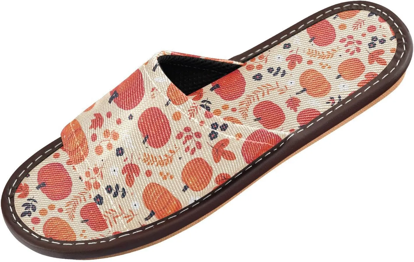 Yuiboo Red Orange Pumpkins Men Women's Fashion Slippers Reusable Beach Sandals for Hotel Indoor Hotel