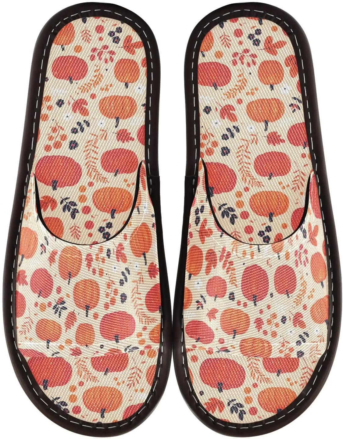 Yuiboo Red Orange Pumpkins Men Women's Fashion Slippers Reusable Beach Sandals for Hotel Indoor Hotel