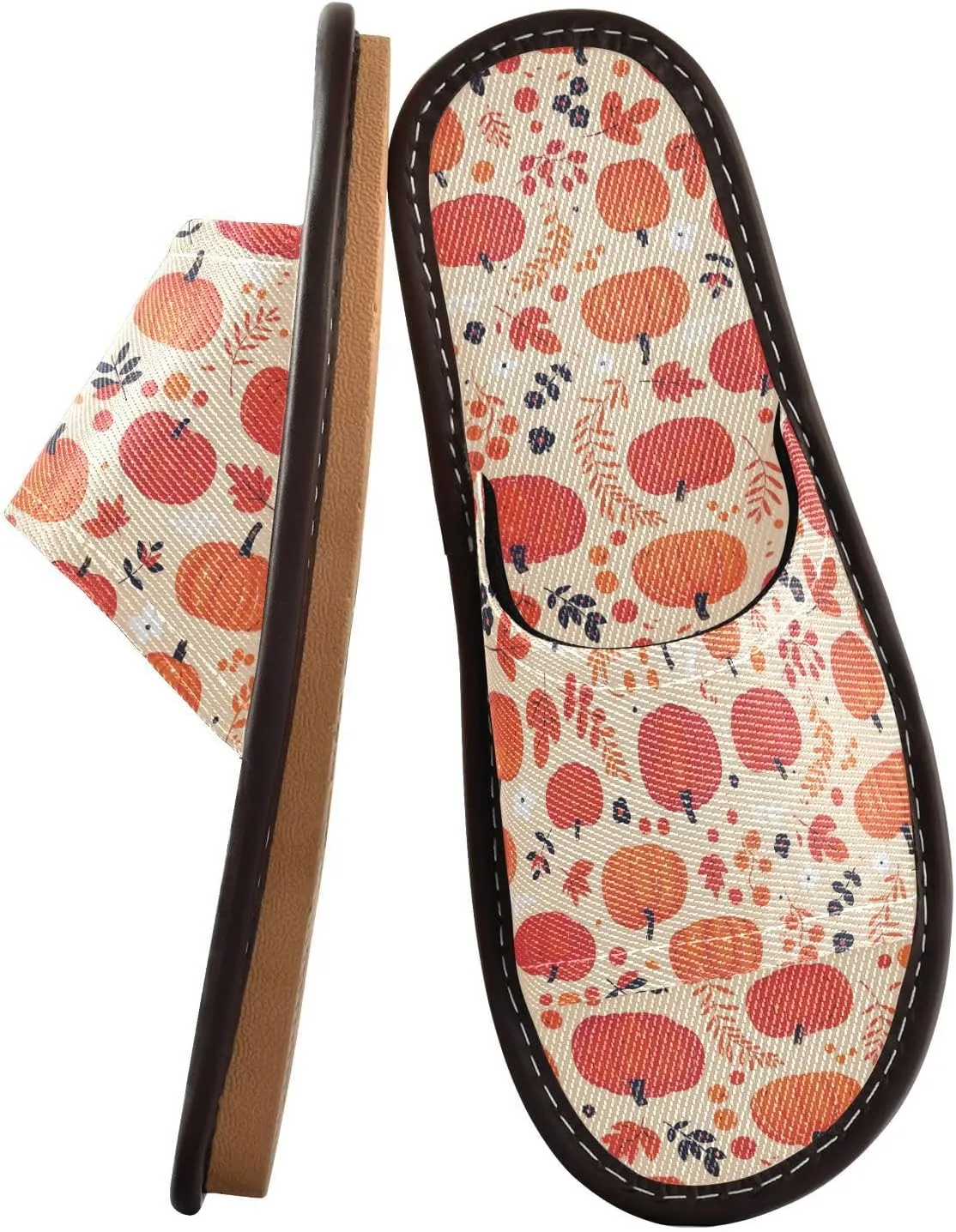 Yuiboo Red Orange Pumpkins Men Women's Fashion Slippers Reusable Beach Sandals for Hotel Indoor Hotel