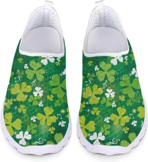 Yzaoxia St Patricks Day Shoes Mesh Slip On Shoes for Women Breathable Sneakers Tennis Running Shoes Athletic Walking Shoes Size 5.5-11.5