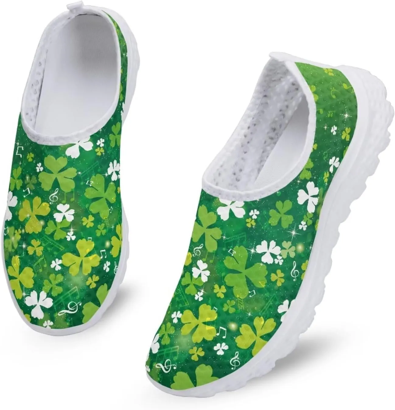 Yzaoxia St Patricks Day Shoes Mesh Slip On Shoes for Women Breathable Sneakers Tennis Running Shoes Athletic Walking Shoes Size 5.5-11.5