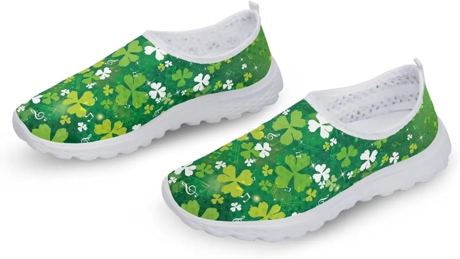 Yzaoxia St Patricks Day Shoes Mesh Slip On Shoes for Women Breathable Sneakers Tennis Running Shoes Athletic Walking Shoes Size 5.5-11.5