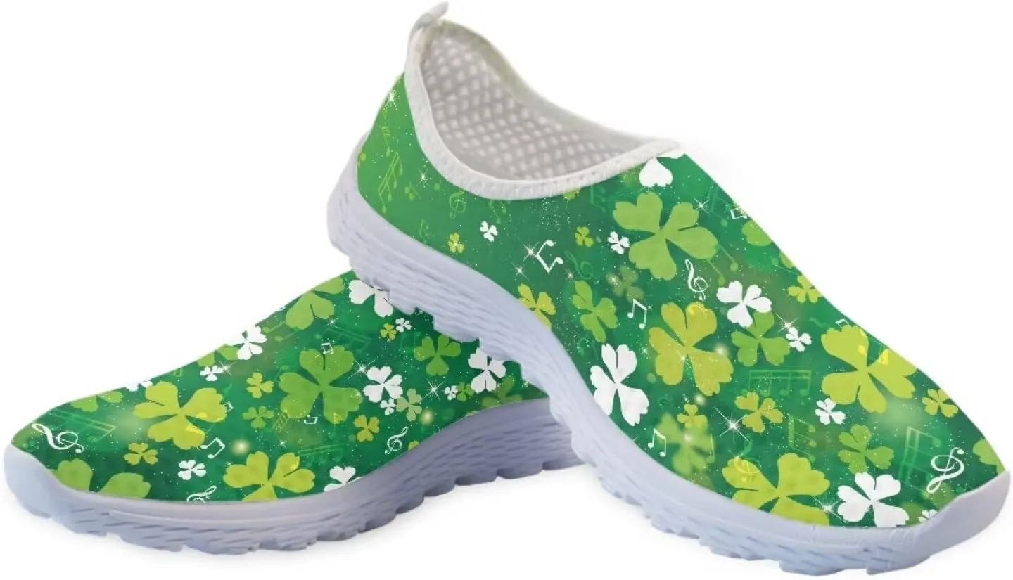 Yzaoxia St Patricks Day Shoes Mesh Slip On Shoes for Women Breathable Sneakers Tennis Running Shoes Athletic Walking Shoes Size 5.5-11.5
